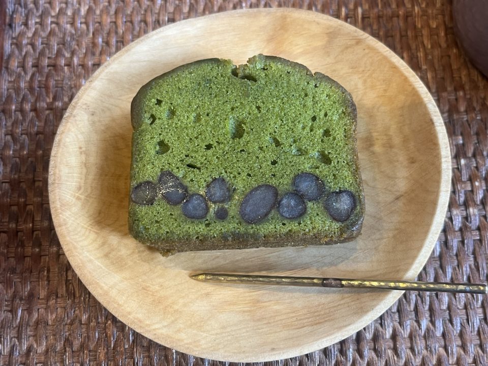 おかしマルシェで購入したパウンドケーキ「和のパウンド 宇治抹茶と小豆の甘納豆」「和菓子まめいち」＠宮城県仙台市
