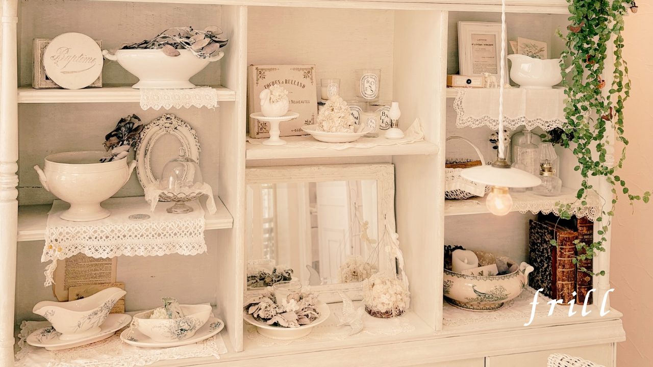 ★「frill（フリル）」名前の通りのかわいいフランスアンティークインテリアが好みのカフェ！@鹿児島県鹿児島市