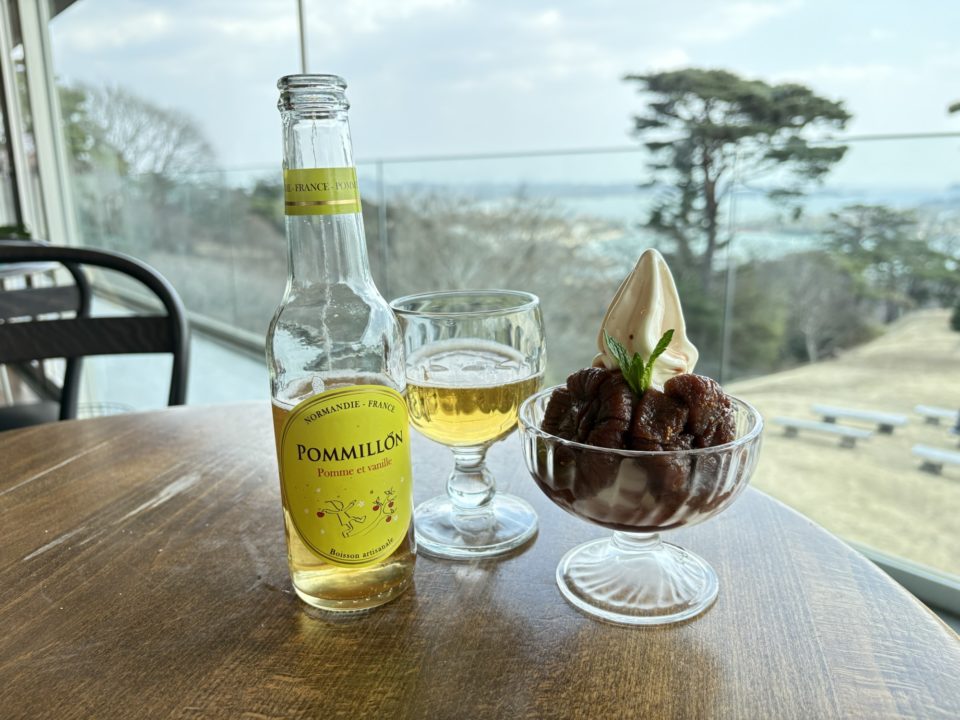 クロックマダム・パリ風ニョッキ・いちじくのパフェ・ポミヨンシードル・ペリエ／Le Roman（ロマン）＠宮城県宮城郡松島町 日本三景