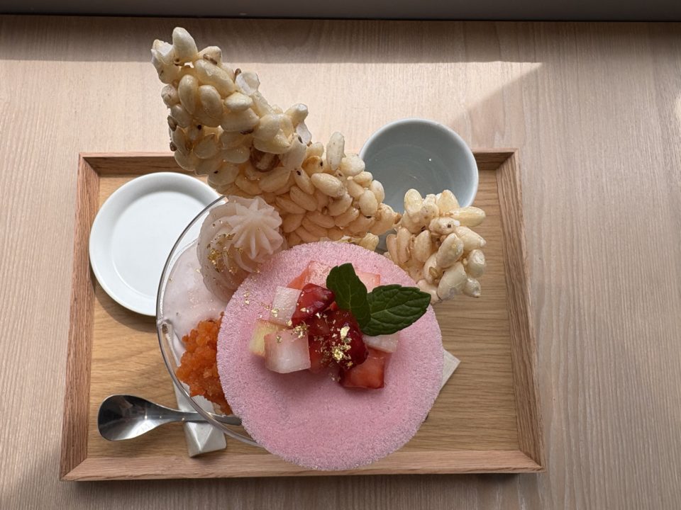 美人にんじんパフェ 季節の寒天パフェ 富士山の白湯付き／和菓子まめいち＠宮城県仙台市 3月